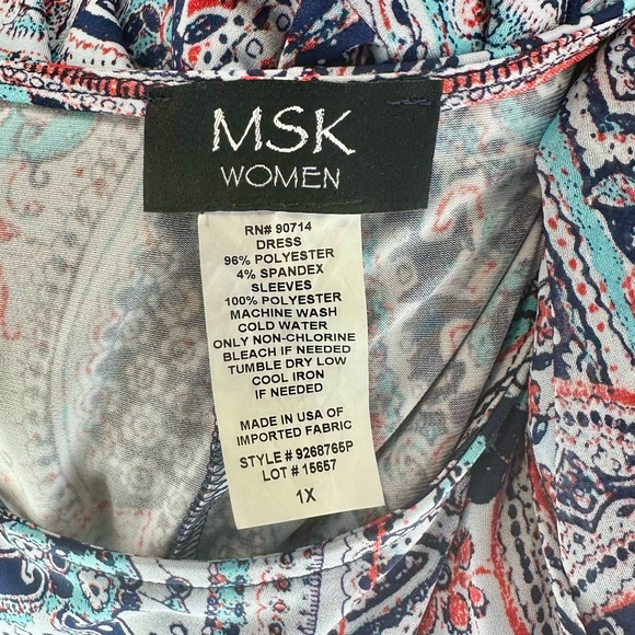 MSK Colorful Paisley Shift Dress Plus Size 1X - Picture 8 of 10